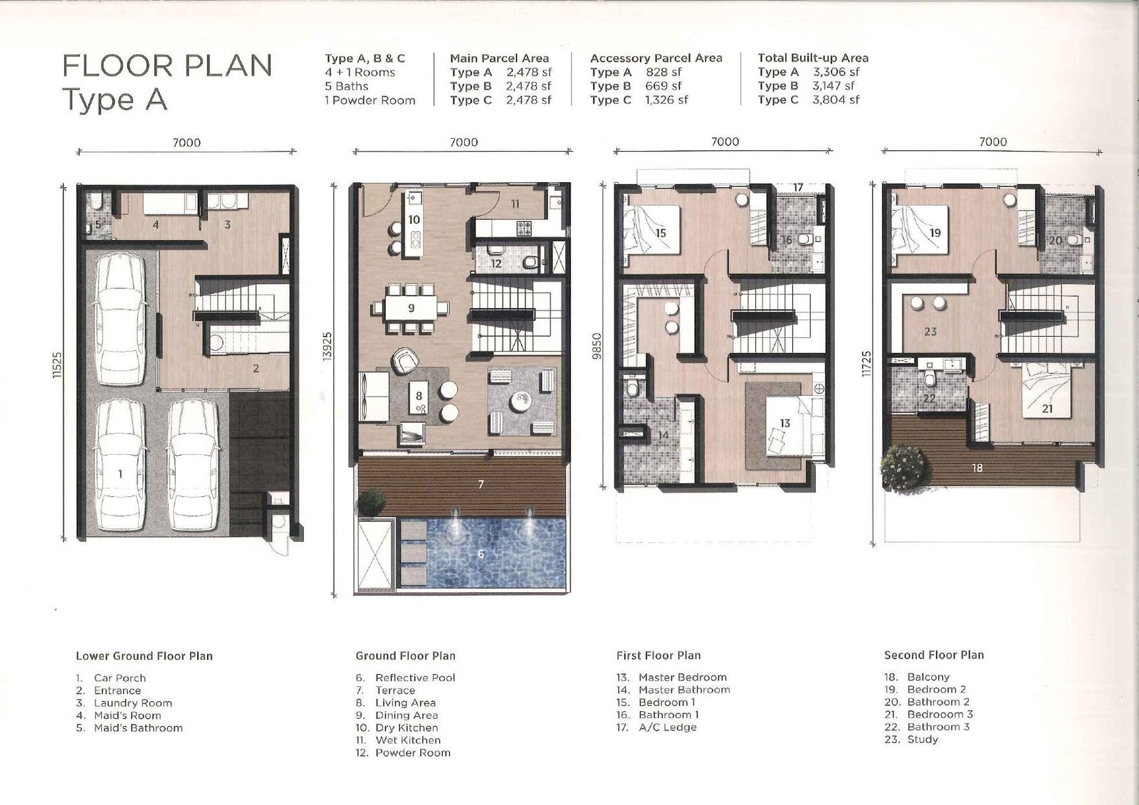 Empire Residence Pool Villa Type A floor plan